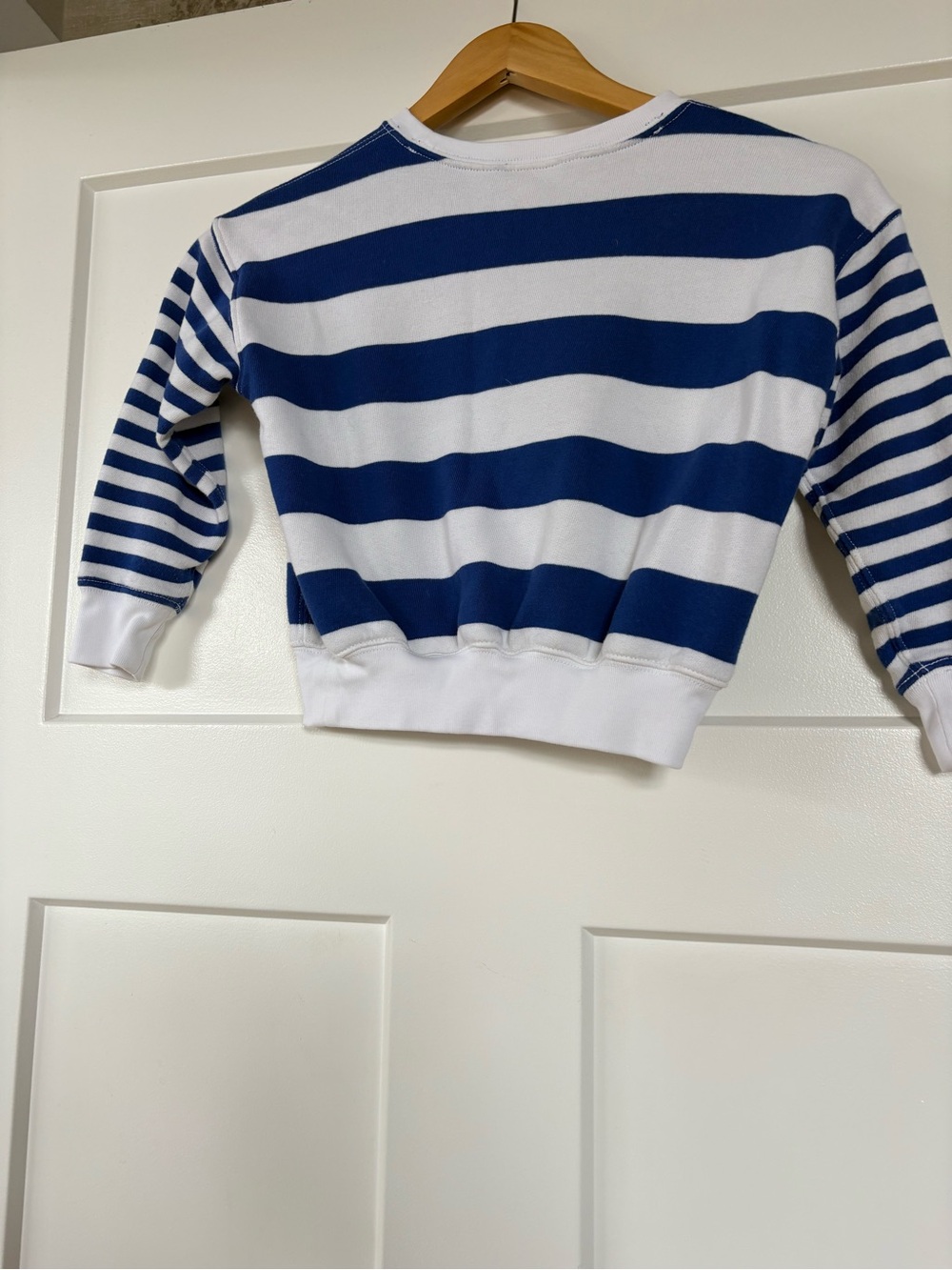 Polo by Ralph Lauren Blue and White Striped French Terry Cloth Sweatshirt Size 6 - Picture 2 of 6